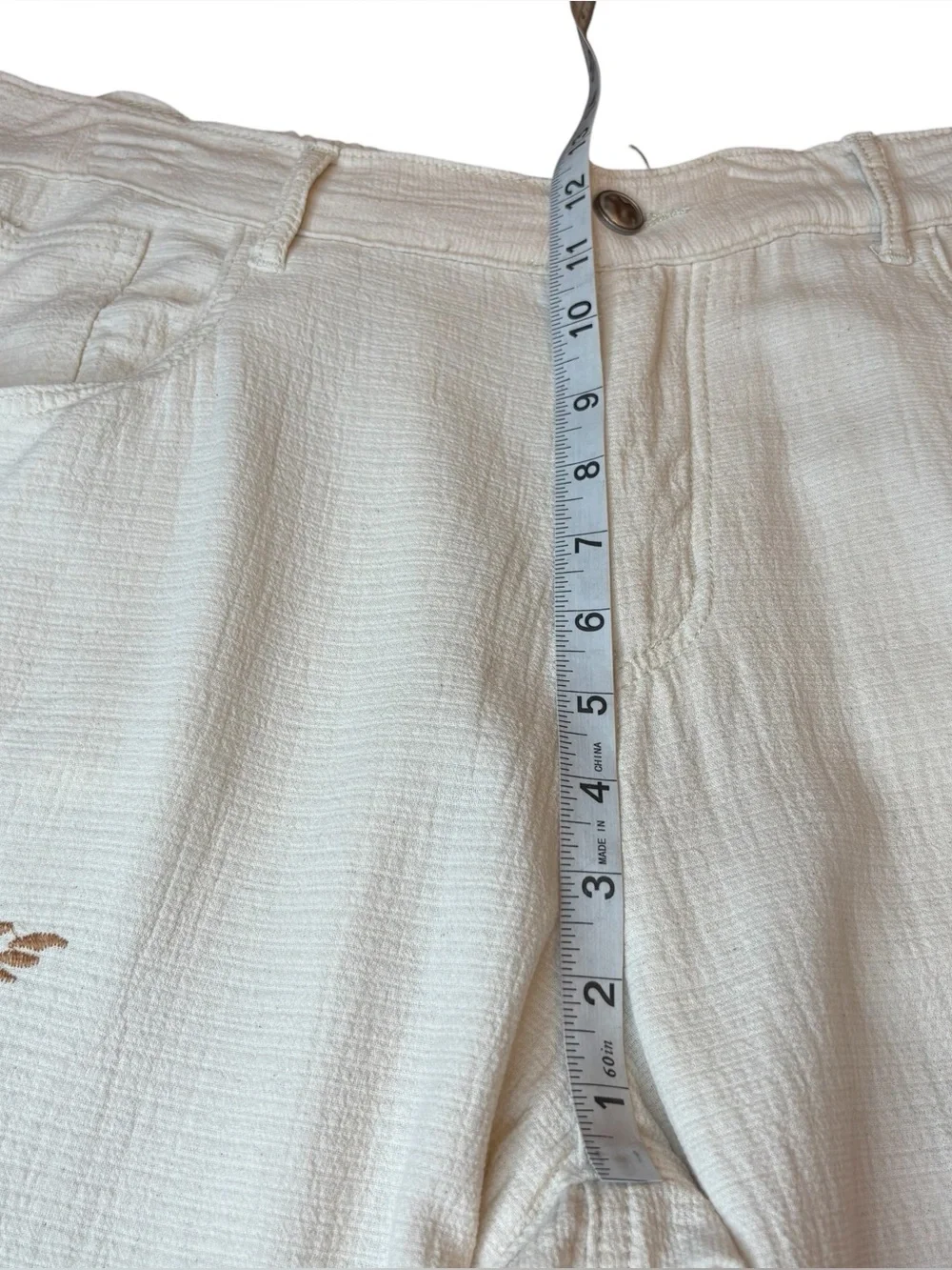 POL Embroidered Butterfly Wide Leg Trousers Medium Boho Cotton Cottagecore - Picture 8 of 12